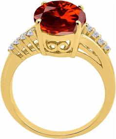 img 3 attached to MauliJewels Rings For Women 3.3 Carat Oval Shaped Garnet And Diamond Ring Prong 10K Yellow Gold Gemstone Wedding Jewelry Collection