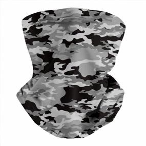 img 4 attached to Men'S Black Silver Camouflage Seamless Multifunction Bandanas Neck Gaiter Mouth Cover For Motorcycling Cycling In Los Angeles