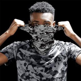 img 2 attached to Men'S Black Silver Camouflage Seamless Multifunction Bandanas Neck Gaiter Mouth Cover For Motorcycling Cycling In Los Angeles