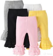 👖 u·nikaka 5-pack toddler and baby girl stretchy flare pants with ruffle fleece pants and leggings: stylish and cozy bottoms for little ones логотип