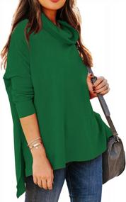 img 4 attached to Stay Cozy This Season: Women'S Cowl Neck Tunic Sweaters With Side Slits And Loose Fit