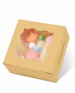 premium camel bakery boxes: 35pcs of thick and sturdy cookie boxes with window perfect for macarons, pastry, and treat boxes 6x6x3 inches logo