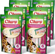 inaba churu for dogs, grain-free, lickable, squeezable creamy purée dog treat/topper tubes, 0.5 ounces each tube, 24 tubes total (4 per package), chicken with salmon recipe logo