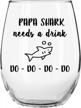 papa shark's thirsty rescue: funny libbey stemless wine glass for dads logo