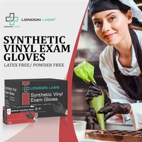 img 2 attached to Powder-Free and Latex-Free Black Synthetic Vinyl Exam Gloves by London Labs