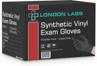 powder-free and latex-free black synthetic vinyl exam gloves by london labs logo