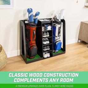 img 1 attached to Streamline Your Golf Equipment With GoSports Premium Wooden Organizer And Storage Rack