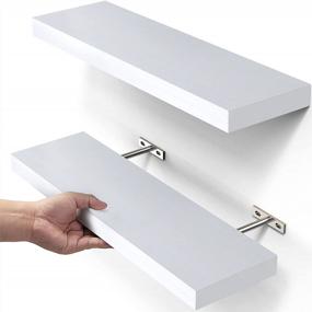 img 4 attached to Versatile And Stylish OlarHike Wall Decor - White Solid Wood Mantel Shelf For Home And Bathroom Storage