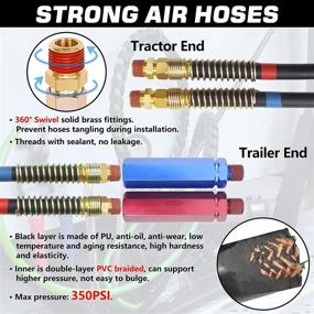 img 1 attached to 🚚 15 Ft Truck 3 in 1 Air Line Hose Kit - GREPSPUD+ Heavy Duty Assembly with Service Emergency Glad Hands & 7 Way ABS Power Cord for Semi Trucks Tractor Trailer. Includes Rubber Seals & Teflon Tape for Enhanced Performance.