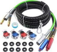 🚚 15 ft truck 3 in 1 air line hose kit - grepspud+ heavy duty assembly with service emergency glad hands & 7 way abs power cord for semi trucks tractor trailer. includes rubber seals & teflon tape for enhanced performance. логотип