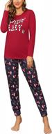 eishopeer women's soft long sleeve pajamas set: cute print top and pants for comfy lounge sleepwear with pocket logo