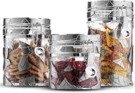 airtight kitchen canister set – neatly organize food storage containers (32, 22, & 15-ounce sizes) for coffee, beans, sugar, flour, tea, cereal nuts & more (silver) логотип