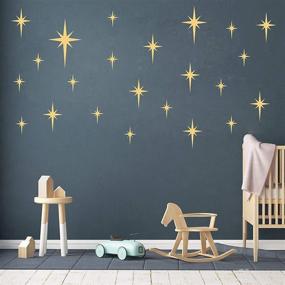 img 2 attached to 🌟 Matte Gold Retro Star Vinyl Wall Decals - Nursery and Kids Room Stickers for Unique Baby Girls Boys Bedroom Decor Y10