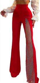 img 2 attached to Shimmering High-Waisted Flared Pants For Women With Elastic Waistband And Diamond Metallic Finish