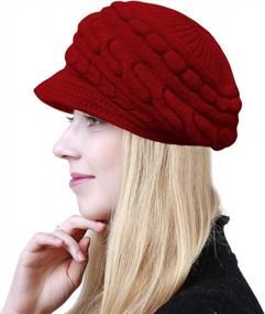 img 4 attached to Muryobao Women'S Winter Warm Hat Crochet Slouchy Beanie Knitted Caps With Visor