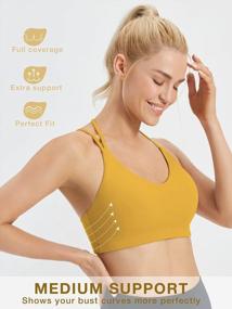 img 3 attached to FITTIN Strappy Sports Bra For Women Sexy Cute Halter Sports Bra Medium Support Yoga Bra With Removable Cups