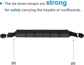 img 1 attached to WOOWAVE Premium Kayak Rack Pads Универсальный автомобильный мягкий багажник на крышу Крепление для каяка для каноэ / доски для серфинга / байдарки / SUP / сноуборда с ремнями для привязки, веревкой для привязки, ремнем с быстрой петлей и сумкой для хранения