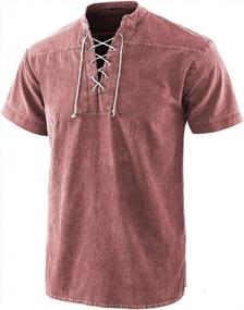 img 3 attached to Men'S Vintage Tie Dye Henley Shirt With Lace-Up Notch Neck For Hippie Style