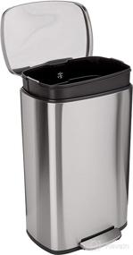 img 1 attached to 🗑️ Amazon Basics 50L / 13.2 Gallon Soft-Close Trash Can with Foot Pedal - Smudge Resistant, Brushed Stainless Steel, Satin Nickel Finish
