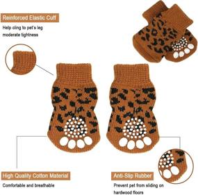 img 3 attached to 🧦 lanboer Anti-Slip Knit Dog Socks - 4-Pack for Indoor Wear with Traction Control, Grip Pads, and Rubber Reinforcement