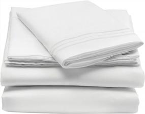 img 4 attached to MDesign Twin Size Superfine Brushed Microfiber Sheet Set - 3 Pieces - Extra Soft Bed Sheets And Pillowcase - Easy Fit Deep Pockets - Wrinkle Resistant, Comfortable, & Breathable - White