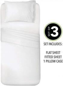 img 3 attached to MDesign Twin Size Superfine Brushed Microfiber Sheet Set - 3 Pieces - Extra Soft Bed Sheets And Pillowcase - Easy Fit Deep Pockets - Wrinkle Resistant, Comfortable, & Breathable - White