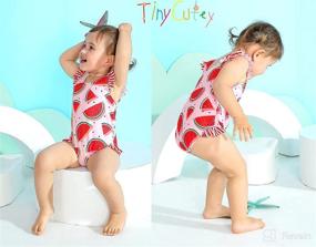 img 2 attached to Adorable One-Piece Beachwear: Tiny Cutey Toddler Baby Girls 👙 Swimsuit with Ruffled Sleeves and Sleeveless Design in Sizes 6M-4Y