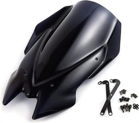 img 1 attached to 🏍️ Evomosa Motorcycle Windshield Windscreen Sports Visor Double Bubble - Compatible with Kawasaki Z650 2020 2021 (20-21)