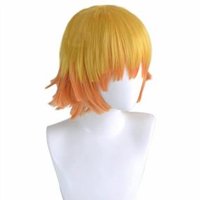 img 3 attached to Women'S Halloween Costume Wig - JoneTing Yellow Gradient Orange Short Natural Straight Synthetic Hair With Wig Cap