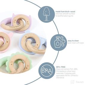 img 3 attached to GooseWaddle Organic Wooden Baby Teether Duo, Sustainable Silicon Teething Toys for 4+ Month Olds, Soothe Baby's Gums and Alleviate Discomfort, BPA and Chemical-Free (Rabbit, Pink)