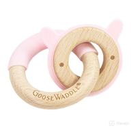 goosewaddle organic wooden baby teether duo, sustainable silicon teething toys for 4+ month olds, soothe baby's gums and alleviate discomfort, bpa and chemical-free (rabbit, pink) logo