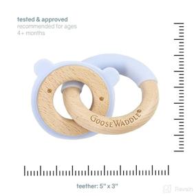 img 1 attached to GooseWaddle Organic Wooden Baby Teether Duo, Sustainable Silicon Teething Toys for 4+ Month Olds, Soothe Baby's Gums and Alleviate Discomfort, BPA and Chemical-Free (Rabbit, Pink)