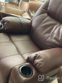 img 6 attached to YITAHOME Электрический подъемный стул с подогревом и массажем для пожилых людей, диван-реклайнер из искусственной кожи с 2 подстаканниками, боковыми карманами и пультом дистанционного управления - идеально подходит для гостиной в белом цвете