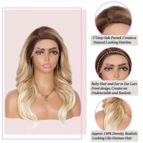 img 3 attached to Kalyss 21" Lace Front Wigs With Baby Hair: Long Curly Ombre Blonde Heat Resistant Japan-Made Synthetic 5" Deep Part