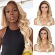 kalyss 21" lace front wigs with baby hair: long curly ombre blonde heat resistant japan-made synthetic 5" deep part logo