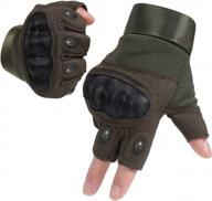 fingerless tactical gloves with hard shell knuckles for outdoor hunting, riding, and motorcycling - hikeman half finger gloves with protective gear for men and women logo
