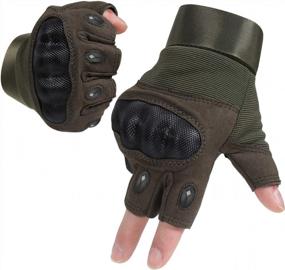 img 4 attached to Fingerless Tactical Gloves With Hard Shell Knuckles For Outdoor Hunting, Riding, And Motorcycling - HIKEMAN Half Finger Gloves With Protective Gear For Men And Women