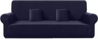 taococo 4 seater couch slipcover 95”- 118” polyester-spandex fabric with 2 pillowcases sofa furniture protector dark blue logo