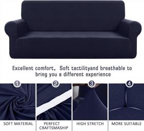 img 1 attached to TAOCOCO 4 Seater Couch Slipcover 95”- 118” Polyester-Spandex Fabric With 2 Pillowcases Sofa Furniture Protector Dark Blue