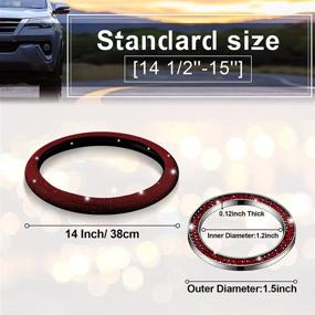 img 2 attached to Bling Car Accessories Gorgeous 15 Inch Steering Wheel Cover With Bling Lgnition Ring Car Wheel Protector For Women Colorful Rhinestone Glitter Car Accessories For Vehicle (Dark Red)