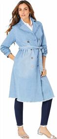 img 4 attached to Roamans Women'S Plus Size Denim Trench Coat Jacket