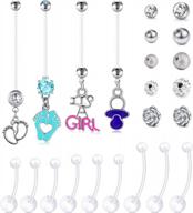 flexible clear acrylic pregnancy belly button ring with personalized dangle - anicina 14g maternity belly ring in 22/25/32/35/38mm sizes логотип