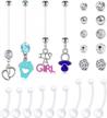 flexible clear acrylic pregnancy belly button ring with personalized dangle - anicina 14g maternity belly ring in 22/25/32/35/38mm sizes logo