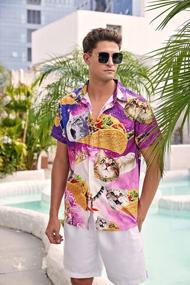 img 3 attached to ALISISTER Summer Short Sleeve Men'S Dress Shirt With Festive 3D Print, Slim Fit Holiday Top