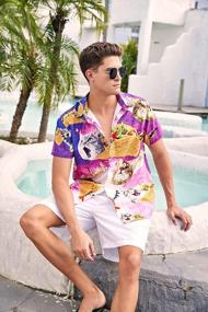 img 1 attached to ALISISTER Summer Short Sleeve Men'S Dress Shirt With Festive 3D Print, Slim Fit Holiday Top