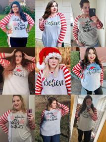 img 3 attached to Striped Raglan Tunics For Women, Plus-Size Christmas Shirts With Casual And Funny Tops