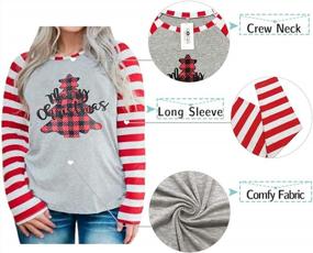 img 2 attached to Striped Raglan Tunics For Women, Plus-Size Christmas Shirts With Casual And Funny Tops