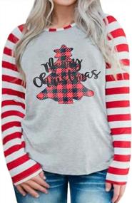 img 4 attached to Striped Raglan Tunics For Women, Plus-Size Christmas Shirts With Casual And Funny Tops