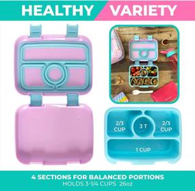 img 2 attached to Complete Set For Kids' Lunch: Thermos Bento Box With Hot Soup Food Jar, Insulated Bag, And Ice Pack - Stainless Steel With 4 Compartments - Purple Rainbow