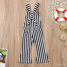 img 3 attached to Toddler Stripes Bell Bottom Jumpsuit Overalls Apparel & Accessories Baby Girls best: Clothing